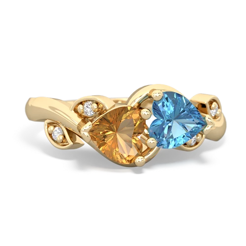 citrine-blue topaz floral keepsake ring