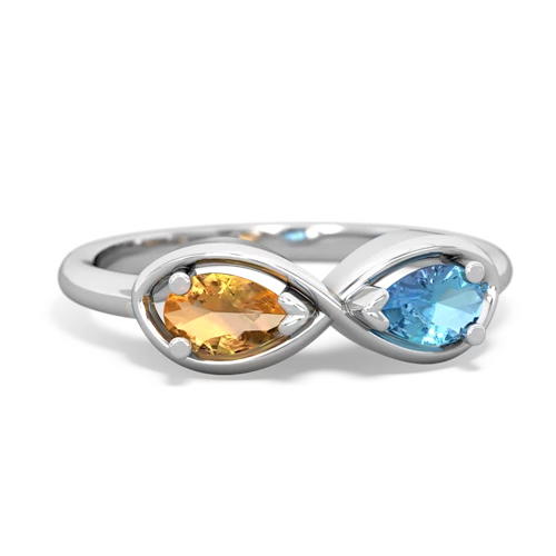 Citrine Genuine Citrine with Genuine Swiss Blue Topaz Infinity ring Ring