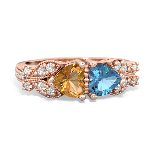 citrine-blue topaz keepsake butterfly ring