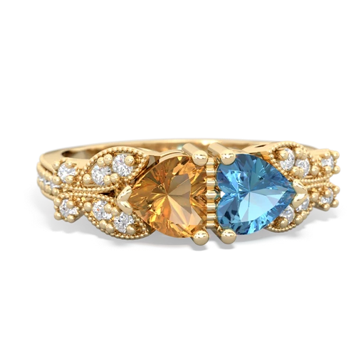 citrine-blue topaz keepsake butterfly ring