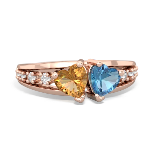 citrine-blue topaz modern ring