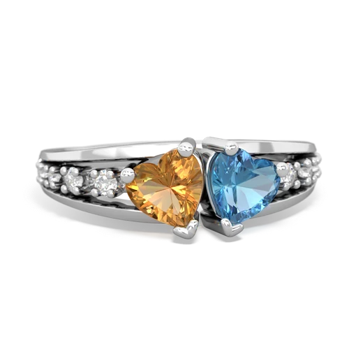 citrine-blue topaz modern ring