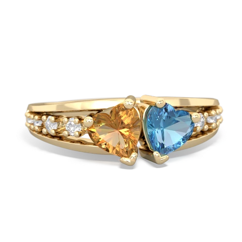 citrine-blue topaz modern ring