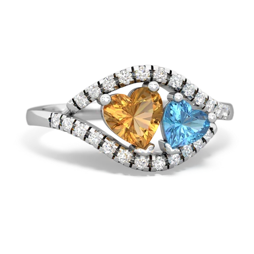 Citrine Genuine Citrine with Genuine Swiss Blue Topaz Mother and Child ring Ring