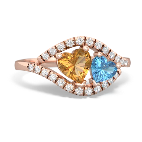 citrine-blue topaz mother child ring