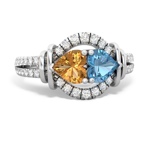 citrine-blue topaz pave keepsake ring