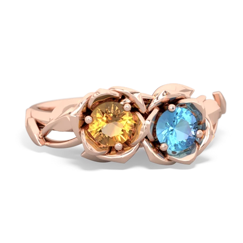 citrine-blue topaz roses ring