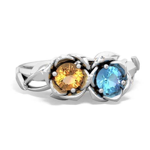 citrine-blue topaz roses ring