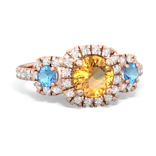 Citrine Genuine Citrine with Genuine Swiss Blue Topaz and Lab Created Ruby Regal Halo ring Ring