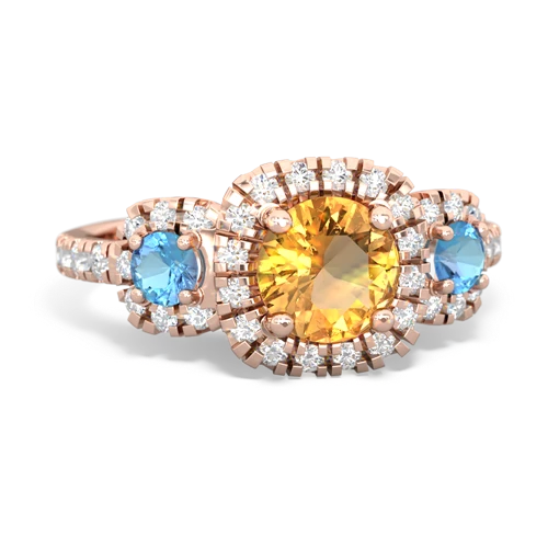 citrine-blue topaz three stone regal ring