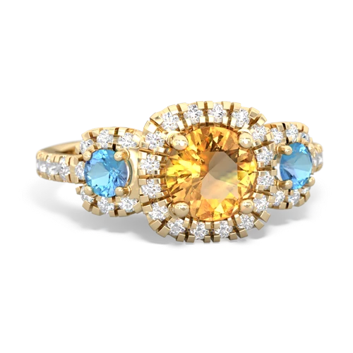 citrine-blue topaz three stone regal ring