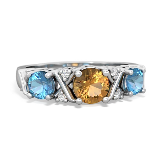 Citrine Genuine Citrine with Genuine Swiss Blue Topaz and  Hugs and Kisses ring Ring