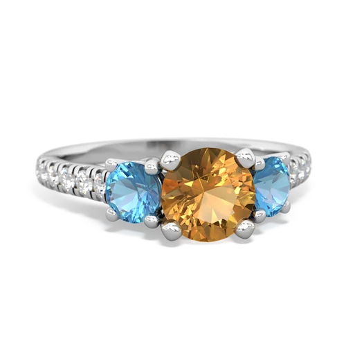 Citrine Genuine Citrine with Genuine Swiss Blue Topaz and Lab Created Ruby Pave Trellis ring Ring