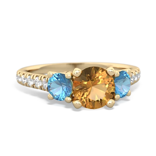 citrine-blue topaz trellis pave ring