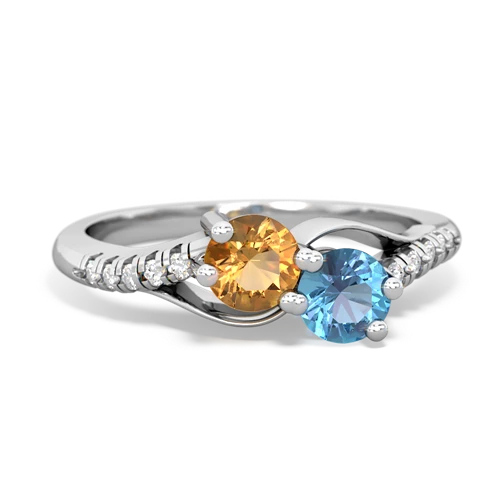 citrine-blue topaz two stone infinity ring