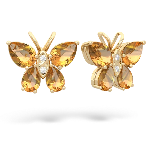citrine-citrine butterfly earrings