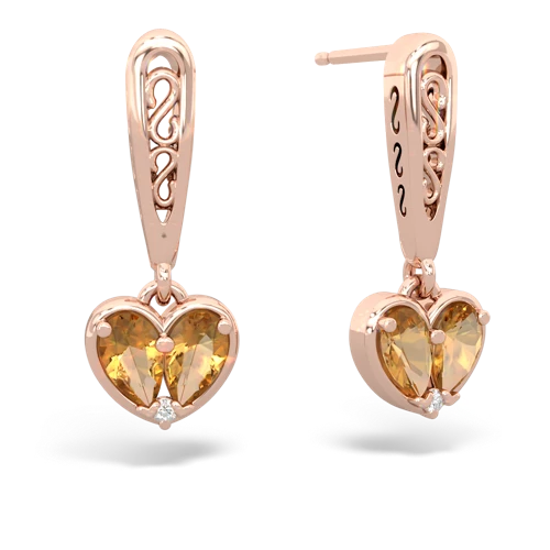 citrine-citrine filligree earrings
