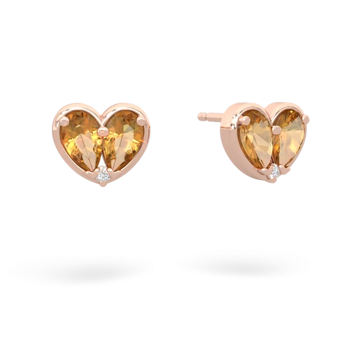 citrine-citrine one heart earrings