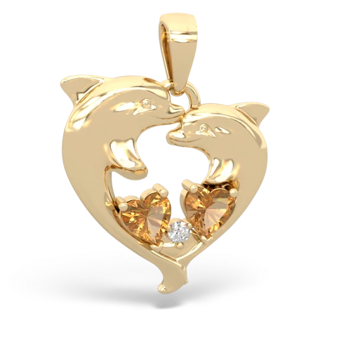 Citrine Genuine Citrine with Genuine Citrine Dolphin Heart pendant Pendant
