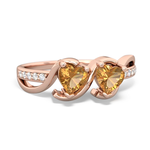 citrine-citrine double heart ring