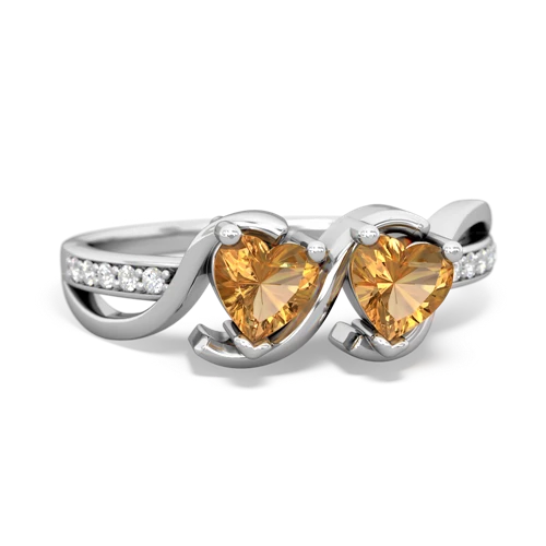 citrine-citrine double heart ring