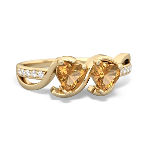 citrine-citrine double heart ring