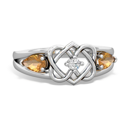 citrine-citrine double heart ring