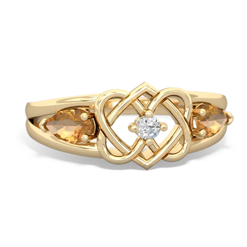 citrine-citrine double heart ring