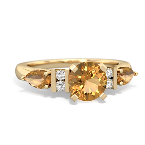 Genuine Citrine with Genuine Citrine and Genuine Opal Engagement ring