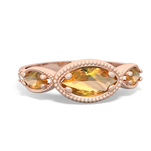 smoky quartz-lab sapphire milgrain marquise ring