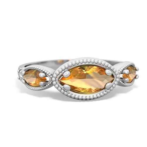 citrine-citrine milgrain marquise ring