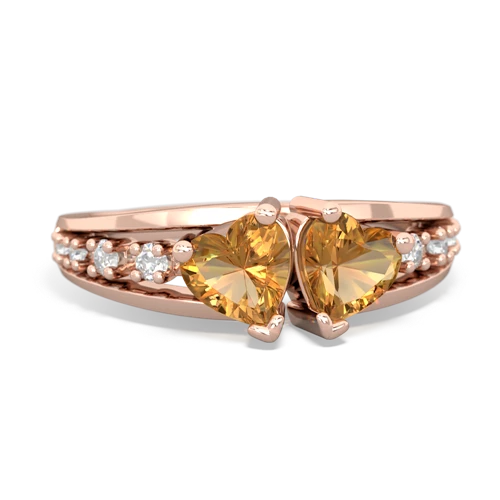 Citrine Genuine Citrine with Genuine Citrine Heart to Heart ring Ring