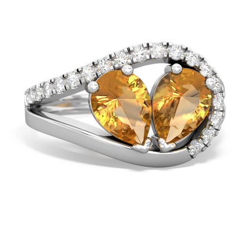 citrine-citrine pave heart ring