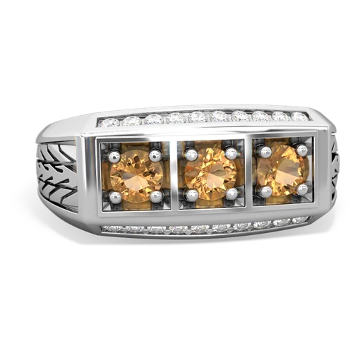 citrine-citrine three stone ring