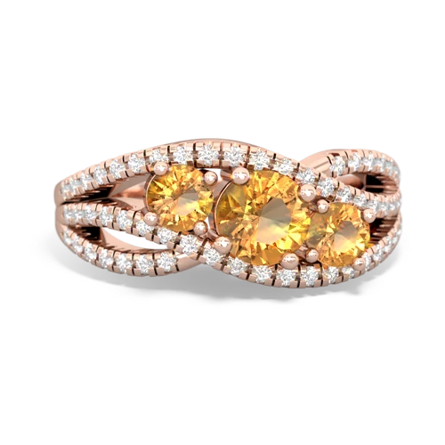 citrine-citrine three stone pave ring