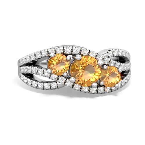 garnet-aquamarine three stone pave ring