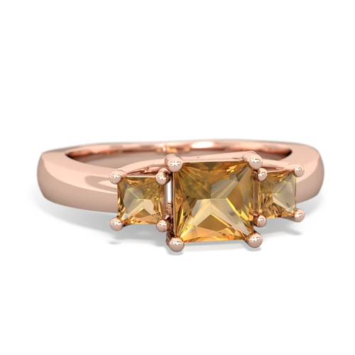 Genuine Citrine with Genuine Citrine and Genuine Opal Three Stone Trellis ring