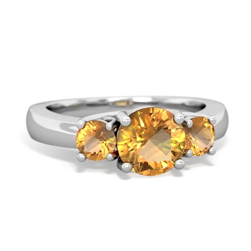 Genuine Citrine with Genuine Citrine and Genuine Opal Three Stone Trellis ring