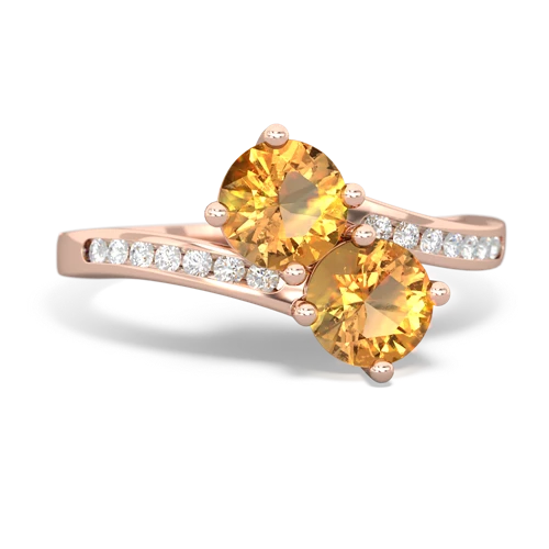 citrine-citrine two stone channel ring