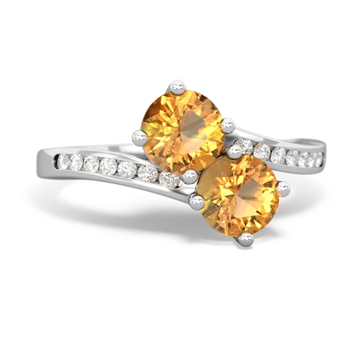 citrine-citrine two stone channel ring