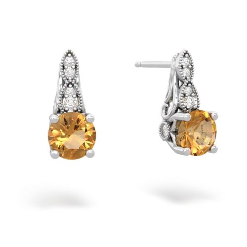 citrine halo drop earrings