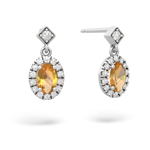 citrine halo drop earrings