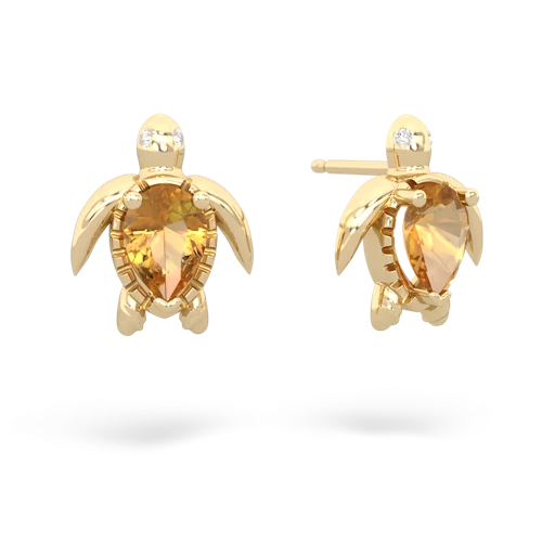 citrine sea turtle earrings