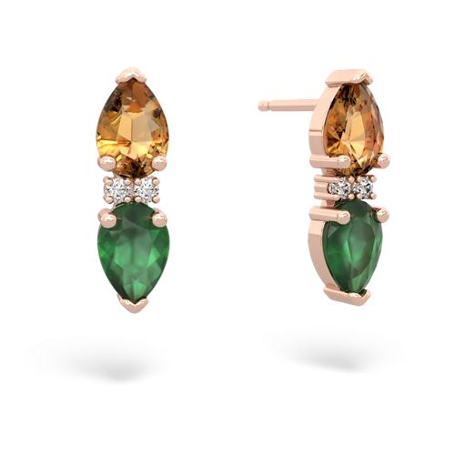 citrine-emerald bowtie earrings