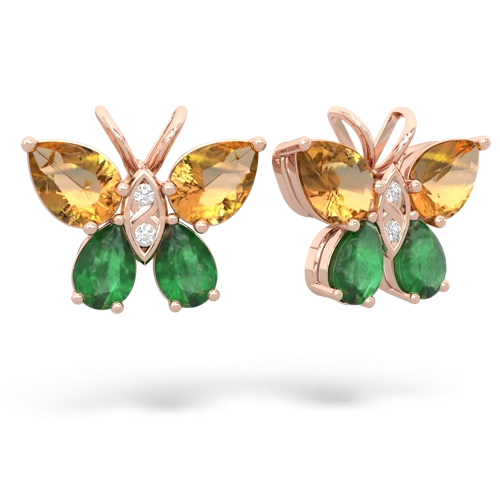 citrine-emerald butterfly earrings