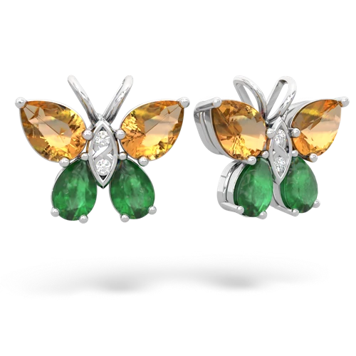 citrine-emerald butterfly earrings