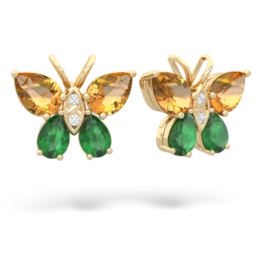 citrine-emerald butterfly earrings