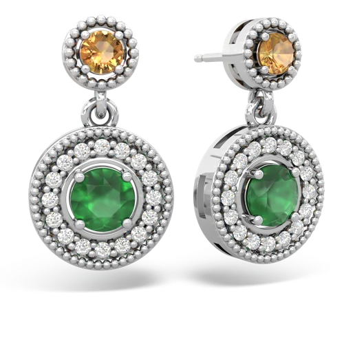citrine-emerald halo earrings