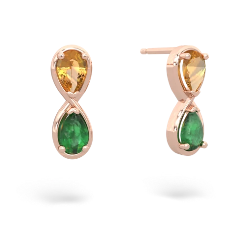 citrine-emerald infinity earrings