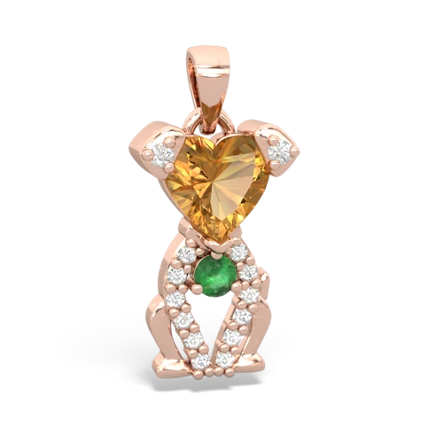 citrine-emerald birthstone puppy pendant
